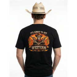 The Outlaw - Sunset Skeleton Gunslinger Western Tee | Americana