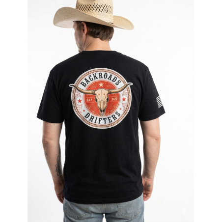 Backroads Drifters Heritage Western T-Shirt | Premium Black