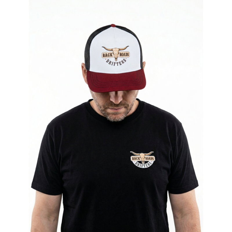 Backroads Drifters Heritage Trucker Cap | Burgundy & White Western Hat