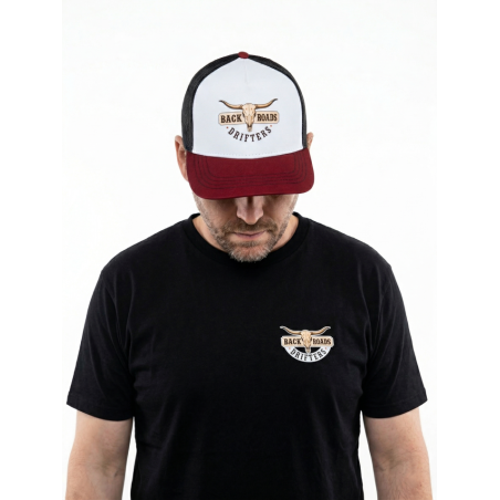 Backroads Drifters Heritage Trucker Cap | Burgundy & White Western Hat