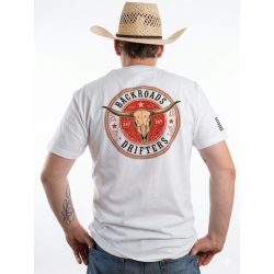 Backroads Drifters Heritage Western T-Shirt | Premium White