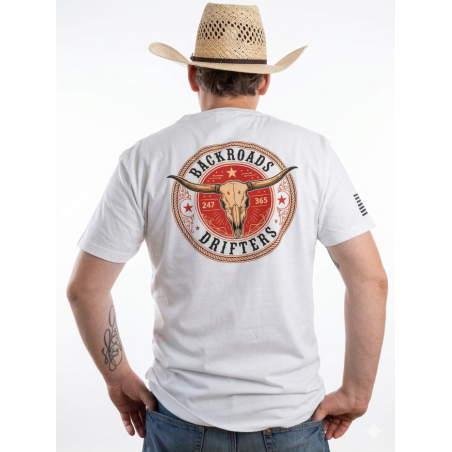 Backroads Drifters Heritage Western T-Shirt | Premium White