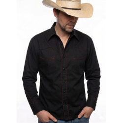 The Midnight Rider | Retro Black Western Pearl Snap Shirt | Americana