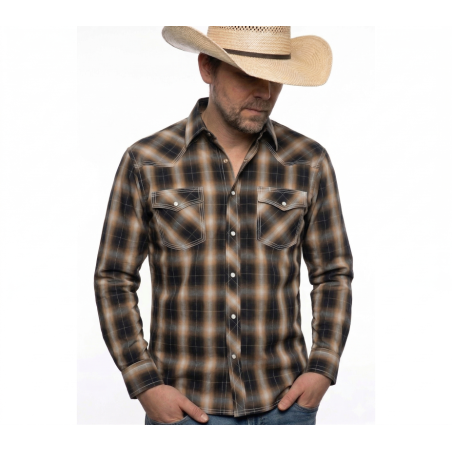 The Cimarron – Rustic Brown Plaid Western Shirt | Americana