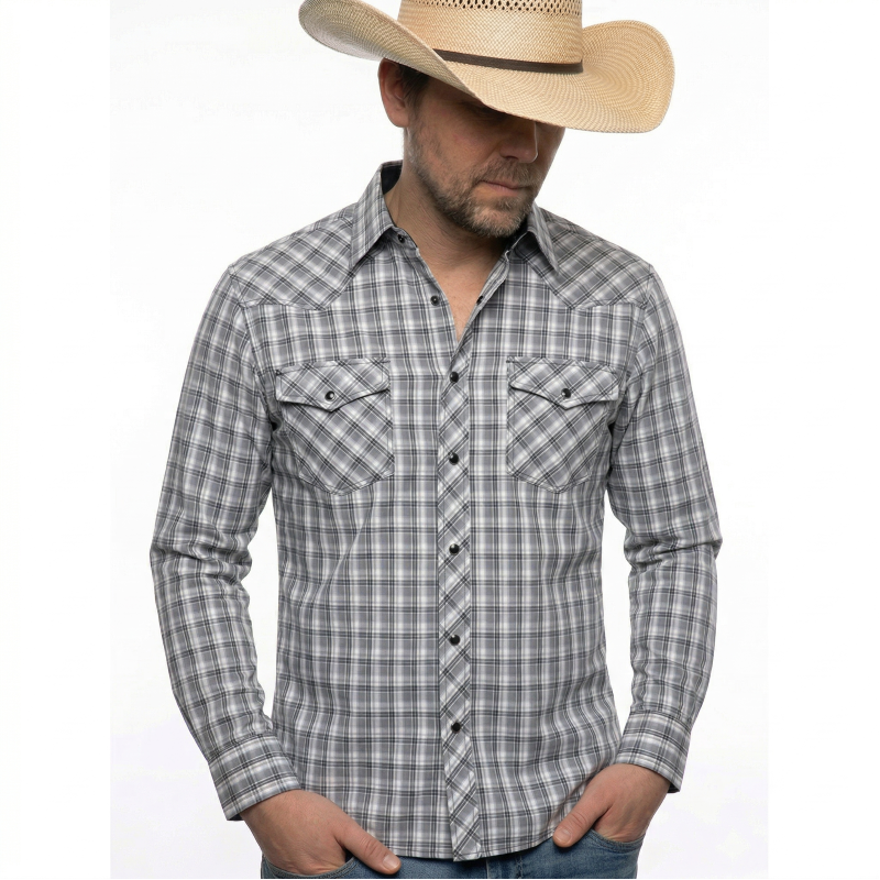 The Oklahoma | Prairie Slate Plaid Western Yoke Shirt | Americana