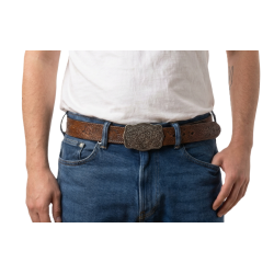 The Silver Spur | Ornate Floral Engraved Western Belt Buckle | Americana