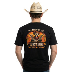 The Outlaw - Sunset Skeleton Gunslinger Western Tee | Americana