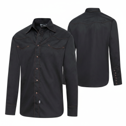 The Midnight Rider | Retro Black Western Pearl Snap Shirt | Americana